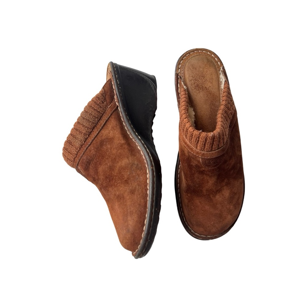 UGG Gael Leather Suede Mule Clogs Women’s 8 Wedge Slip On